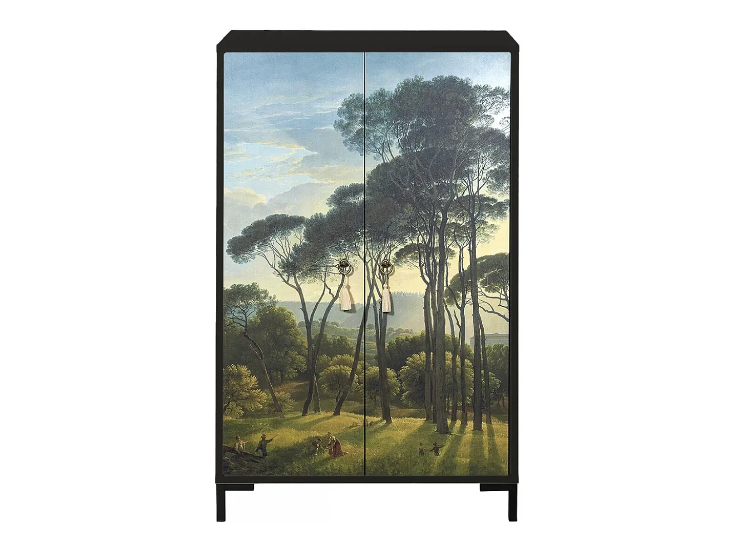 Aparador de MDF con 2 puertas decorativas con motivo en verdes naturales