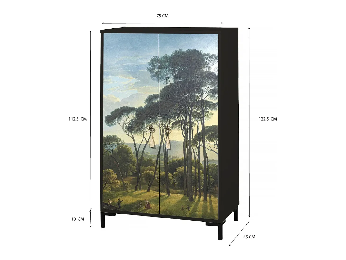 Aparador de MDF con 2 puertas decorativas con motivo en verdes naturales
