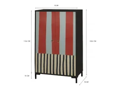 Aparador de MDF con 2 puertas decorativas con motivo de franjas en terracota y gris