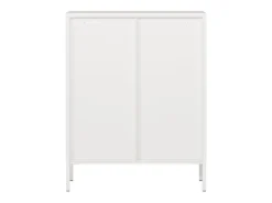 Aparador de metal con puertas de cristal acero vidrio templado 102 x 80 x 40 cm blanco 03_0006607