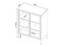 Aparador de metal con puertas de cristal acero vidrio templado 102 x 80 x 40 cm blanco 03_0006607