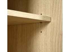Aparador de ratán - Aparador de roble con 3 cajones y 3 puertas correderas - tiradores de metal - patas de madera