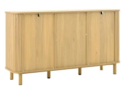 Aparador de ratán con cajones, con patas de metal imitación madera, diseño curvo, 140 x 40 x 80 cm