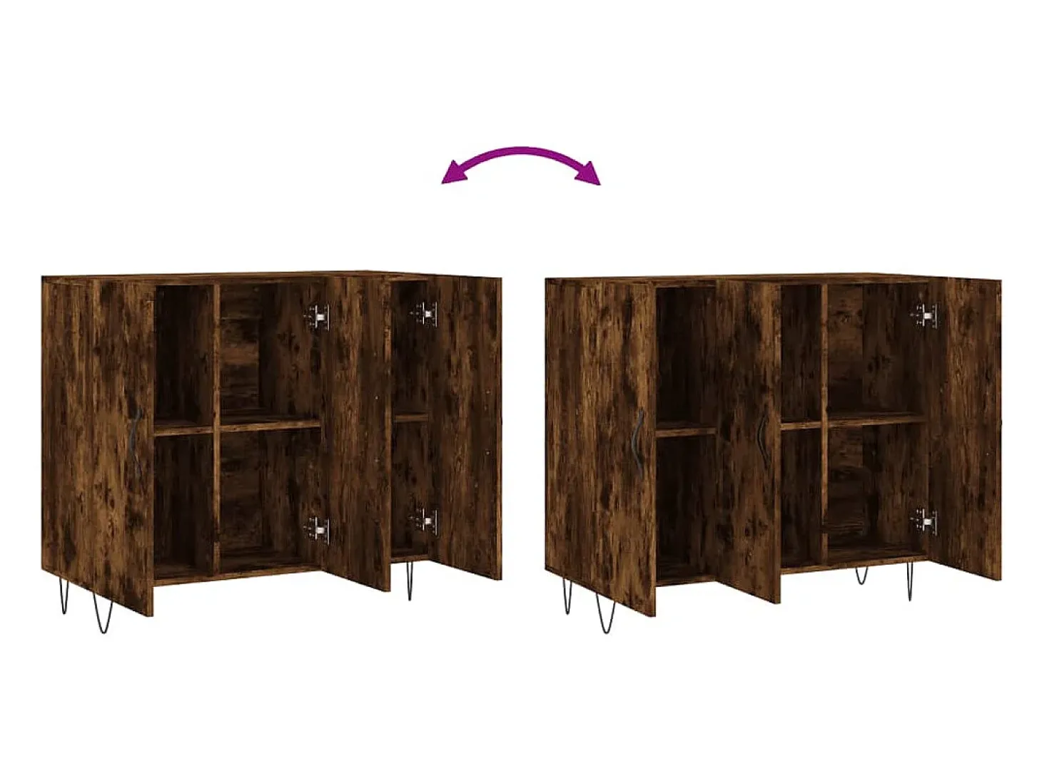 Aparador de roble ahumado 90x34x80 cm madera de ingeniería