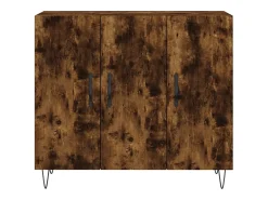 Aparador de roble ahumado 90x34x80 cm madera de ingeniería