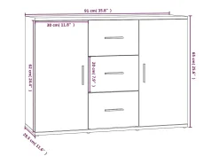 Aparador de roble ahumado 91x29,5x65 cm Madera de ingeniería