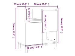 Aparador de roble ahumado 60x35x70 cm Madera de ingeniería