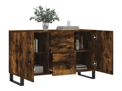 Aparador de roble ahumado 100x36x60 cm madera de ingeniería