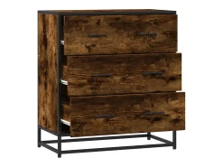 Aparador de roble ahumado 68x35x76 cm madera contrachapada y metal