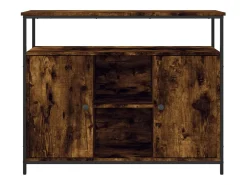 Aparador de roble ahumado 100x35x80 cm madera de ingeniería