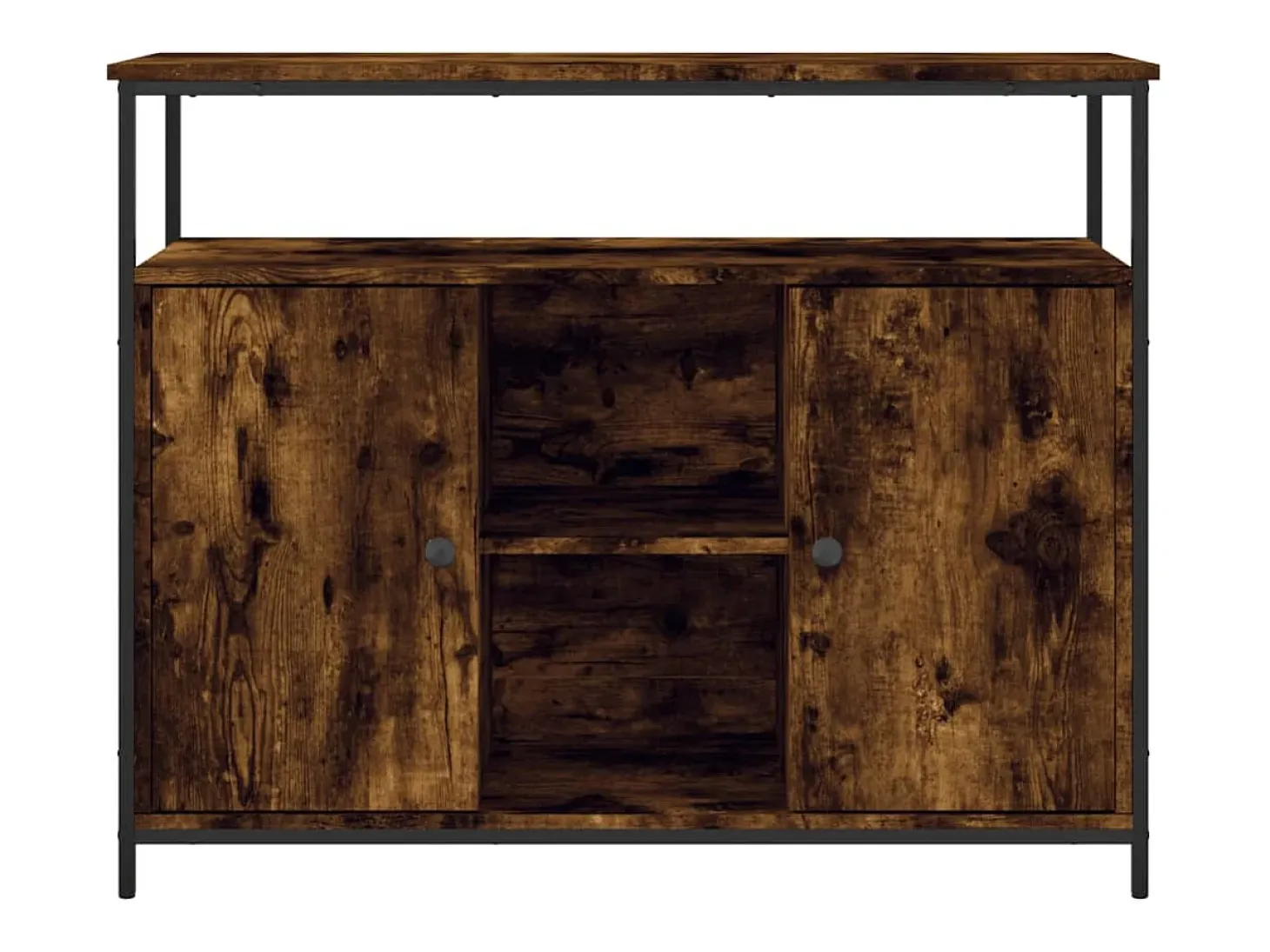 Aparador de roble ahumado 100x35x80 cm madera de ingeniería