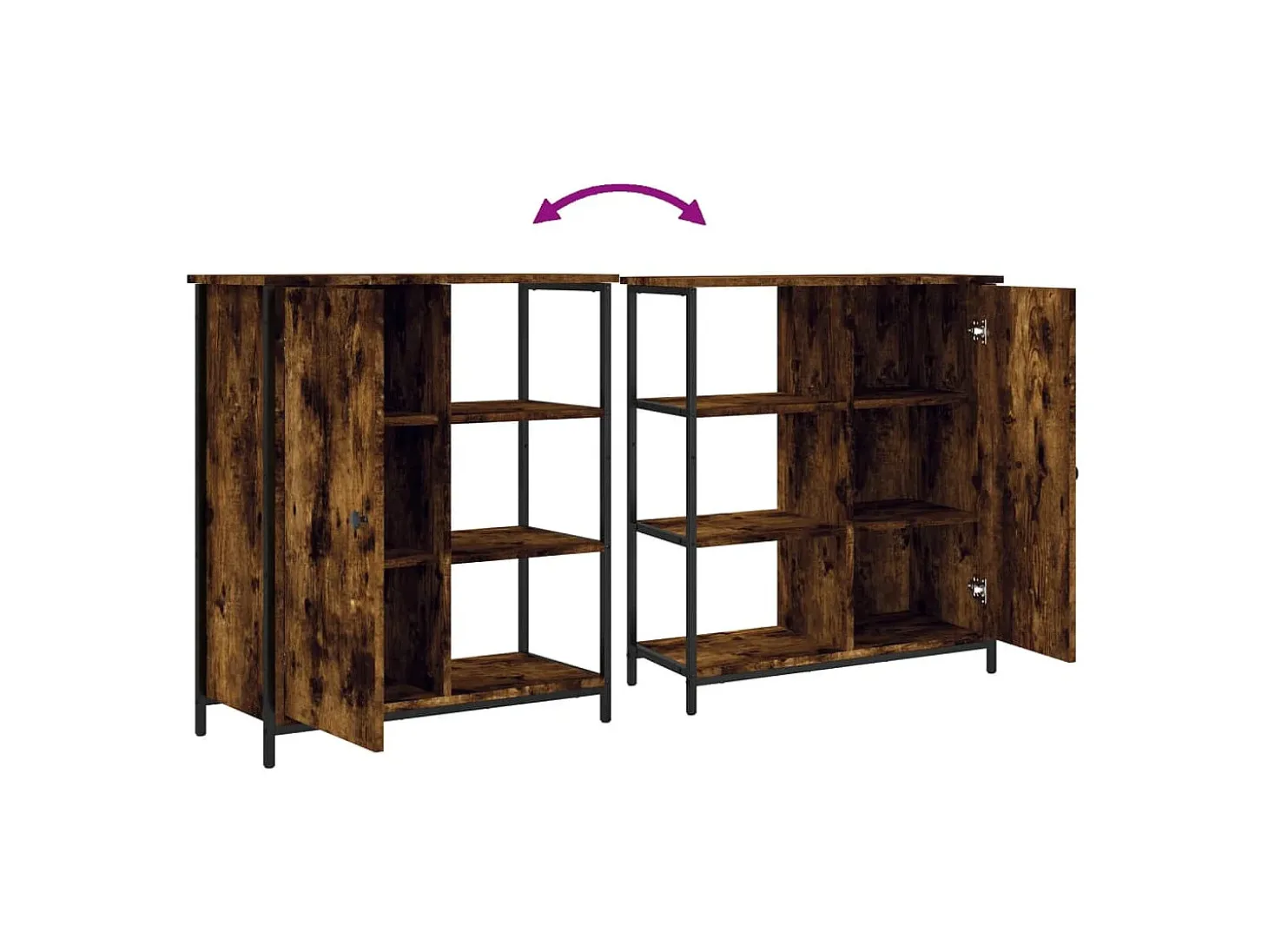 Aparador de roble ahumado 70x30x80 cm madera de ingeniería