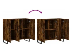 Aparador de roble ahumado 90x34x80 cm madera de ingeniería