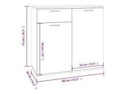 Aparador de roble ahumado 80x36x75 cm Madera de ingeniería