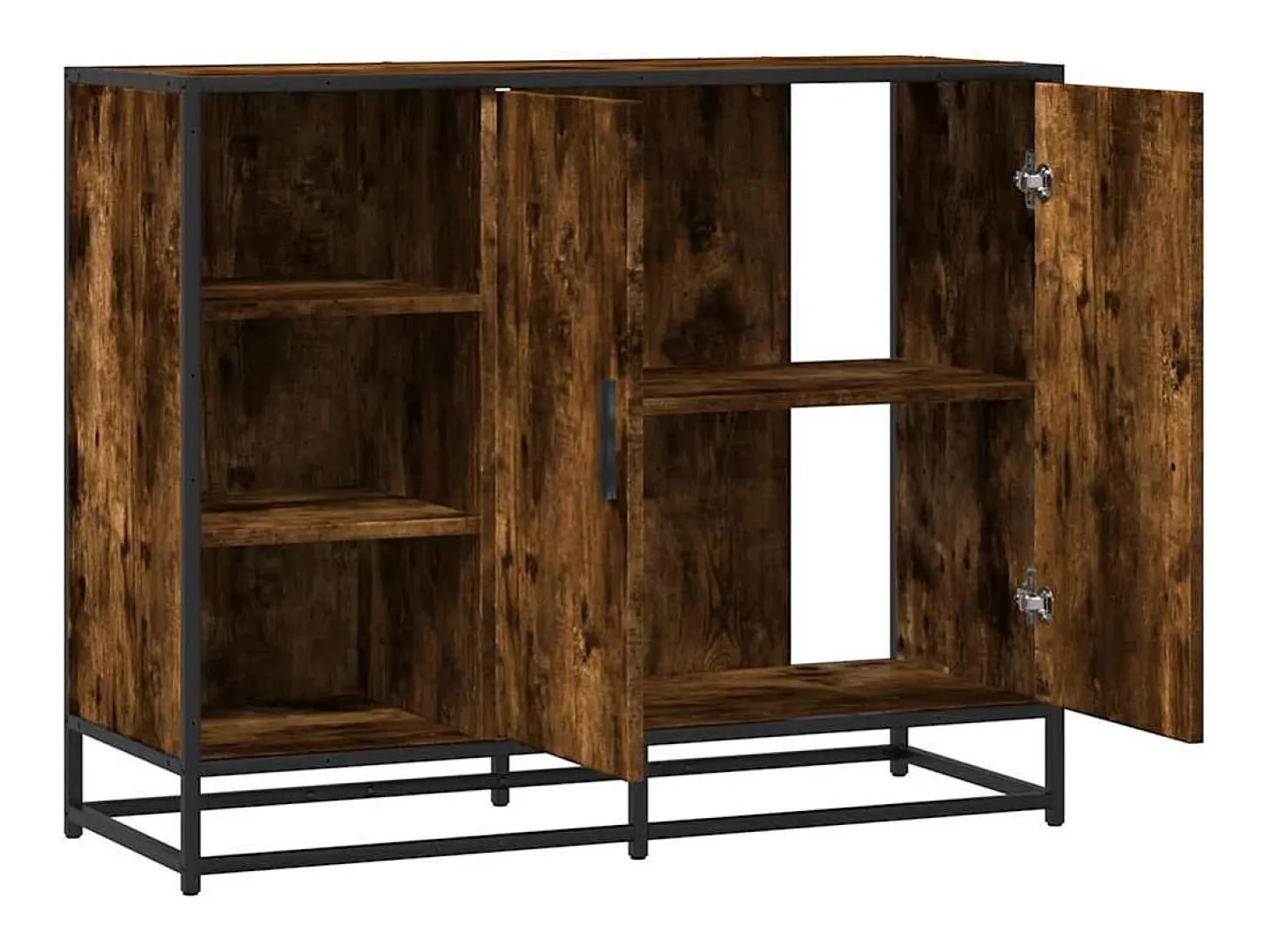 Aparador de roble ahumado 92x35x76 cm madera de ingeniería