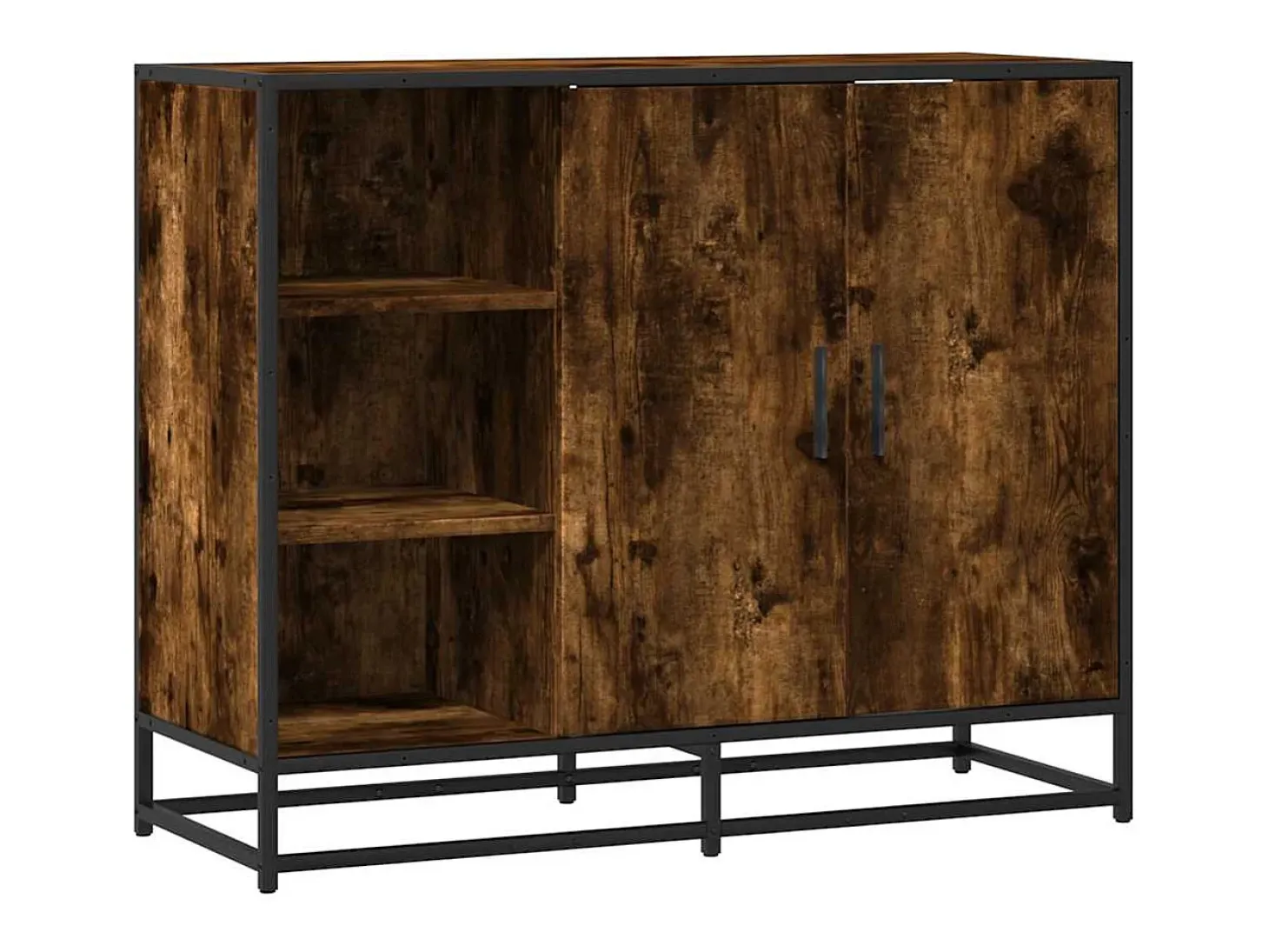 Aparador de roble ahumado 92x35x76 cm madera de ingeniería