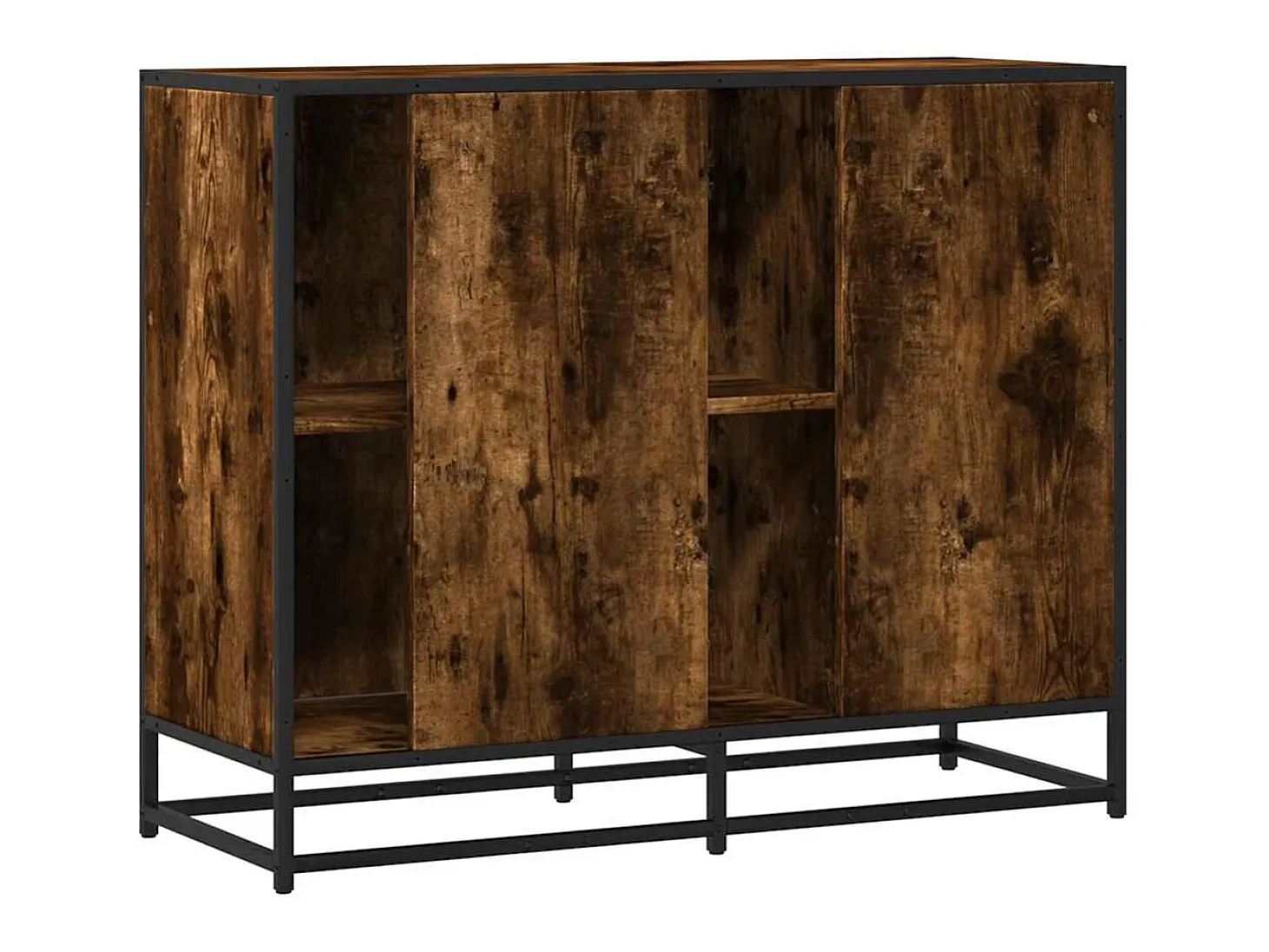 Aparador de roble ahumado 92x35x76 cm madera de ingeniería