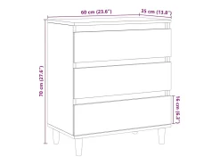 Aparador de roble artesanal 60x35x70 cm madera de ingeniería