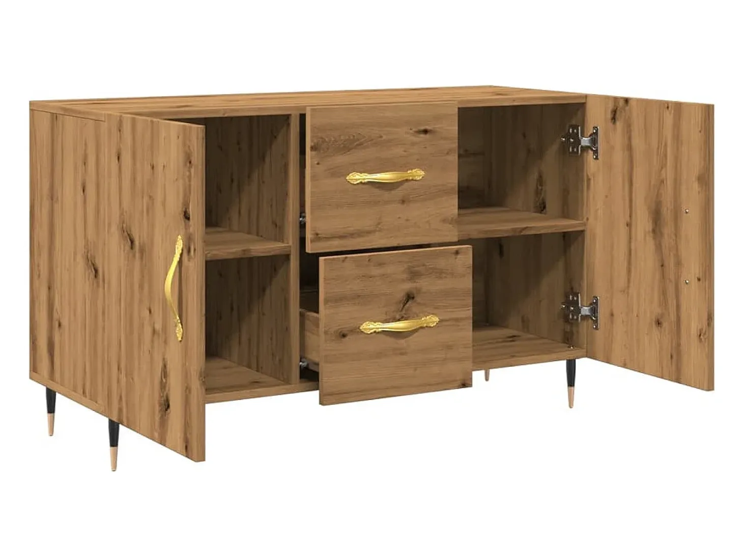 Aparador de roble artesanal 100x36x60 cm madera de ingeniería