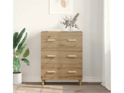Aparador de roble hecho a mano 34 x 69,5 x 90 cm Madera de ingeniería
