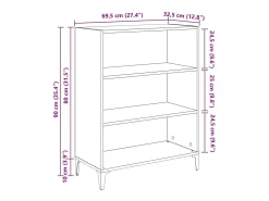 Aparador de roble hecho a mano 32,5 x 69,5 x 90 cm Madera de ingeniería