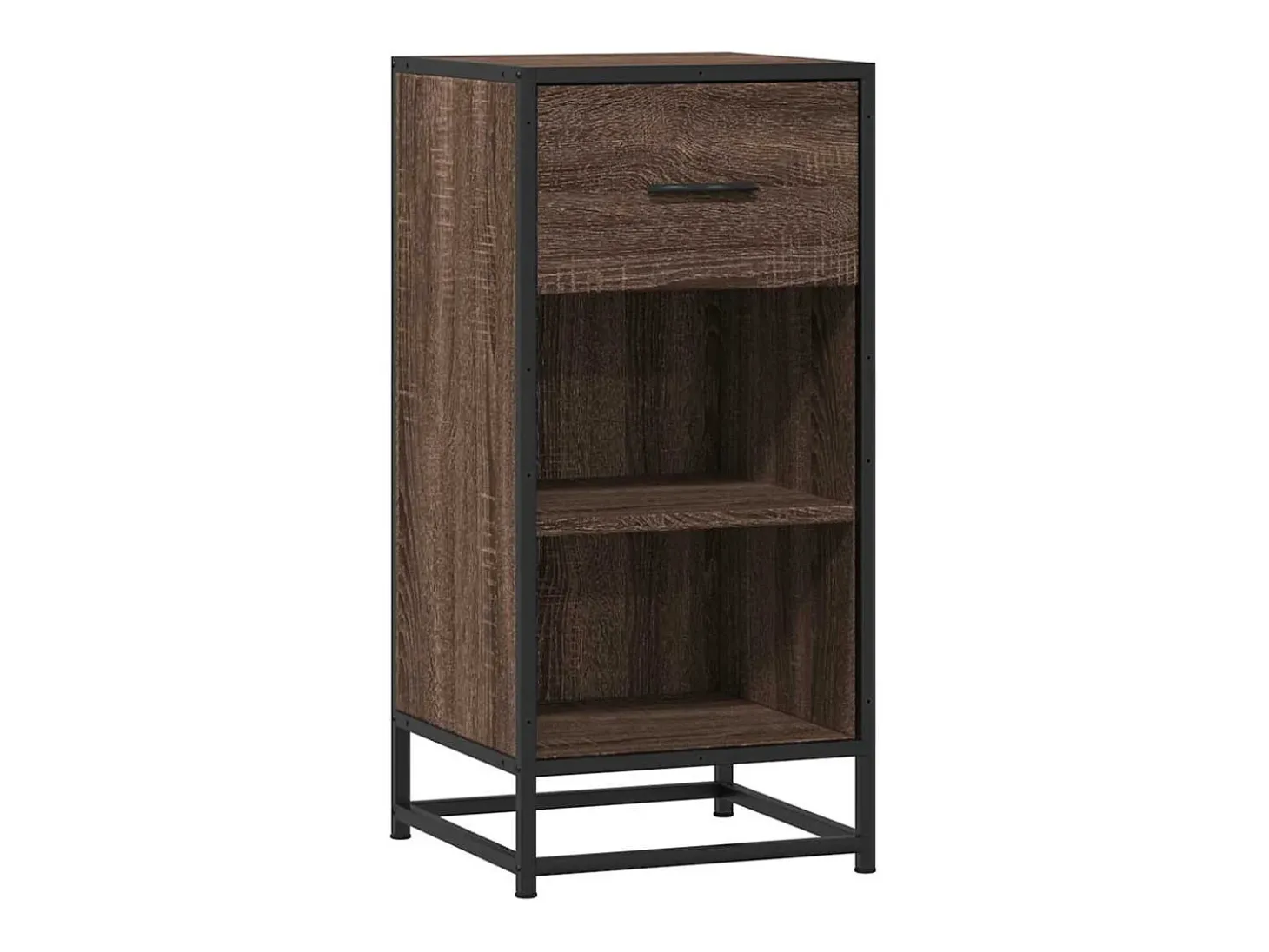 Aparador de roble marrón 35,5x35x76 cm madera contrachapada y metal