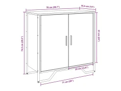 Aparador de roble marrón 78x35,5x74,5 cm madera de ingeniería