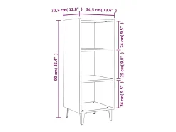 Aparador de roble marrón 34,5x32,5x90 cm madera de ingeniería