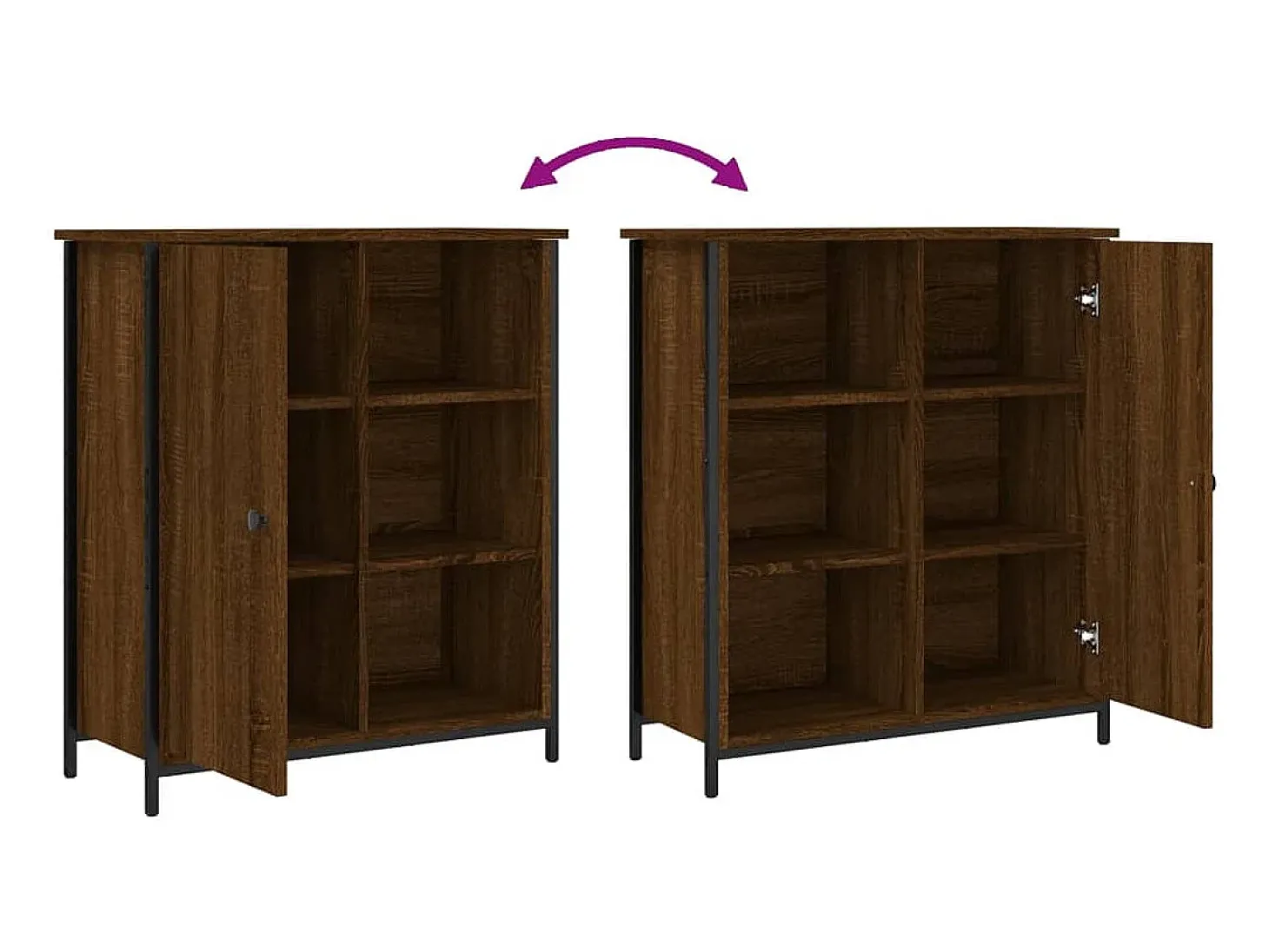 Aparador de roble marrón 70x30x80 cm madera de ingeniería