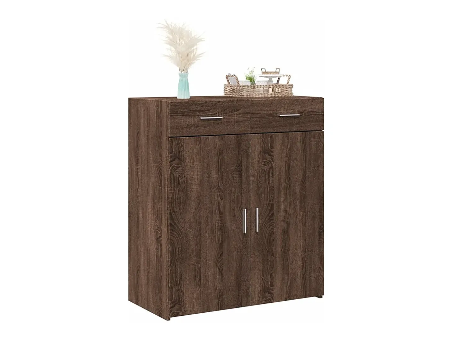 Aparador de roble marrón 80x42,5x93 cm madera de ingeniería