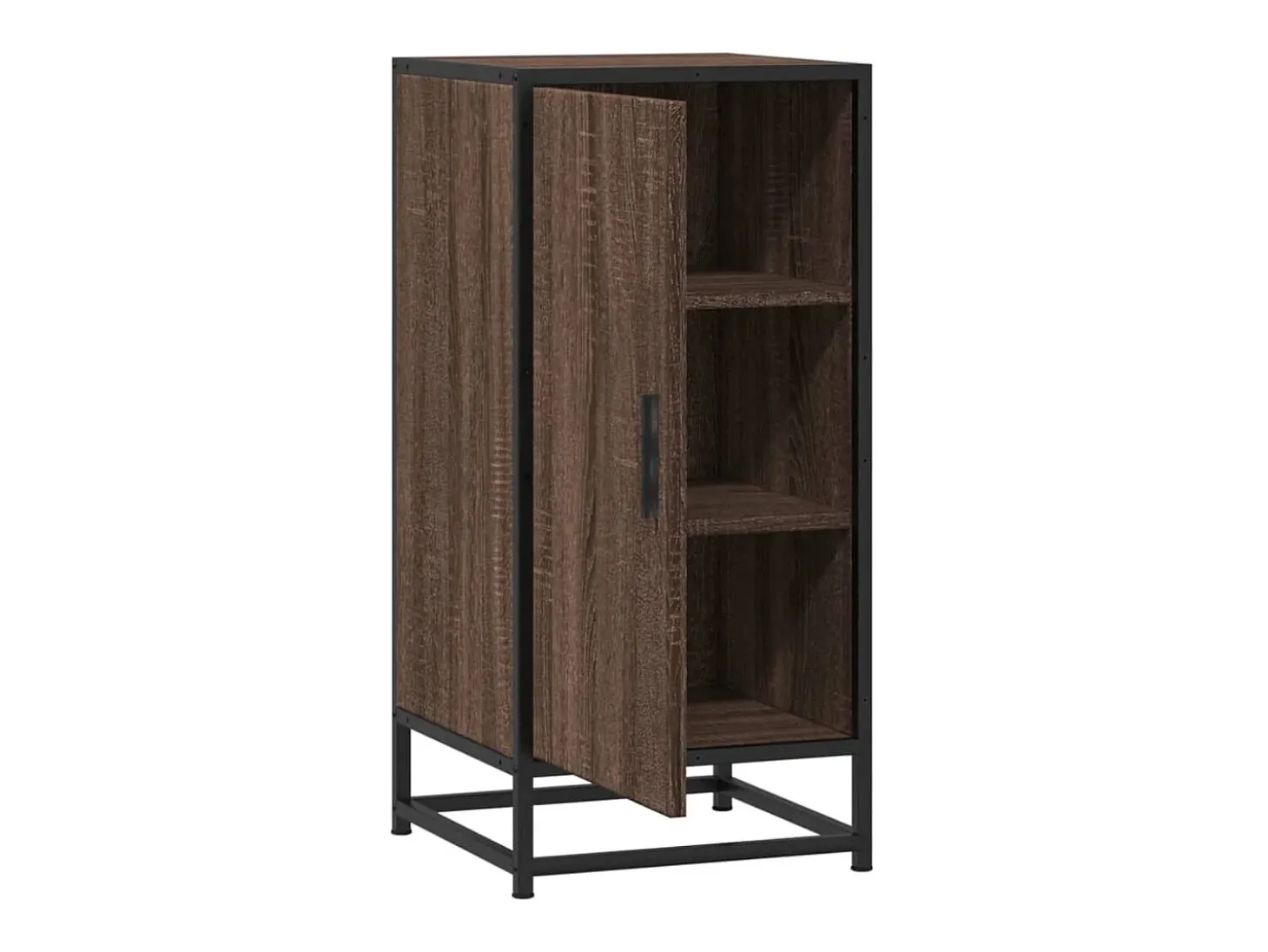 Aparador de roble marrón 35,5x35x76 cm madera contrachapada y metal