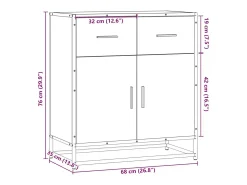 Aparador de roble marrón 68x35x76 cm madera de ingeniería