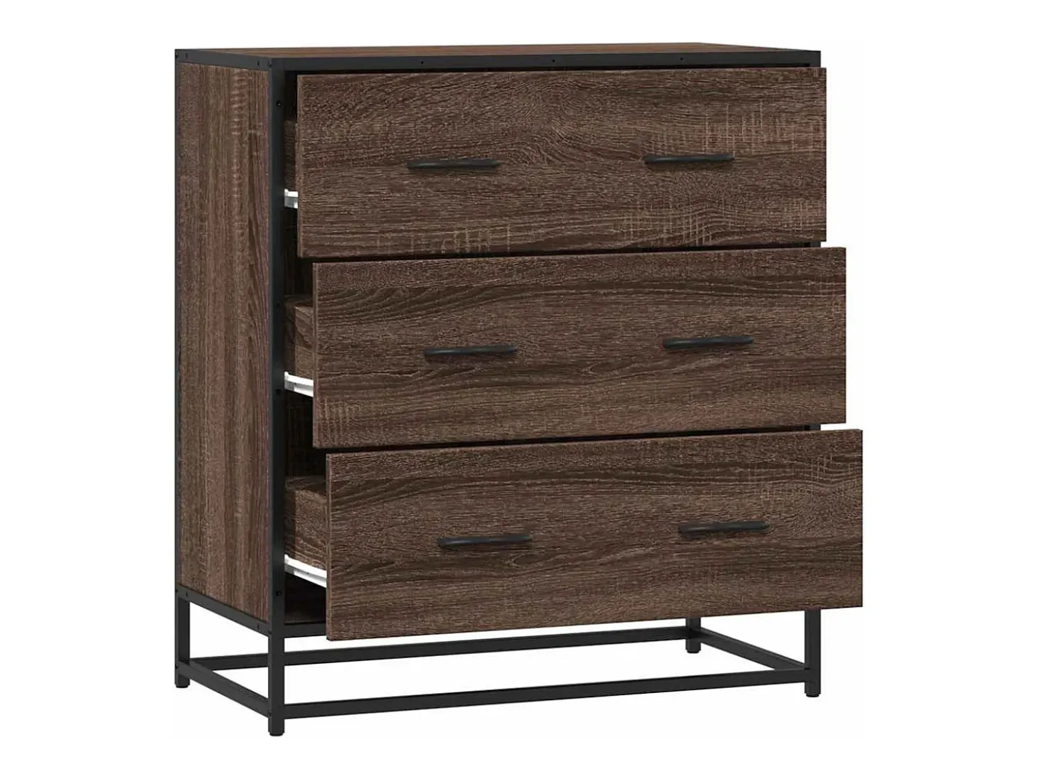 Aparador de roble marrón 68x35x76 cm madera contrachapada y metal