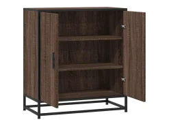 Aparador de roble marrón 68x35x76 cm madera contrachapada y metal