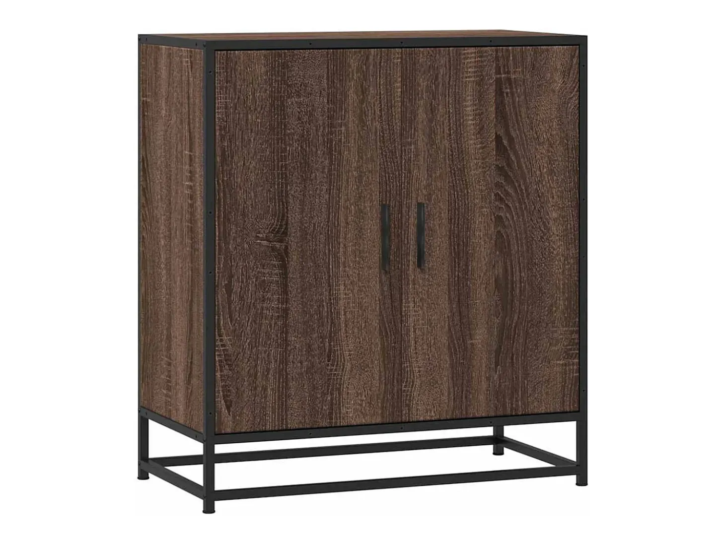 Aparador de roble marrón 68x35x76 cm madera contrachapada y metal