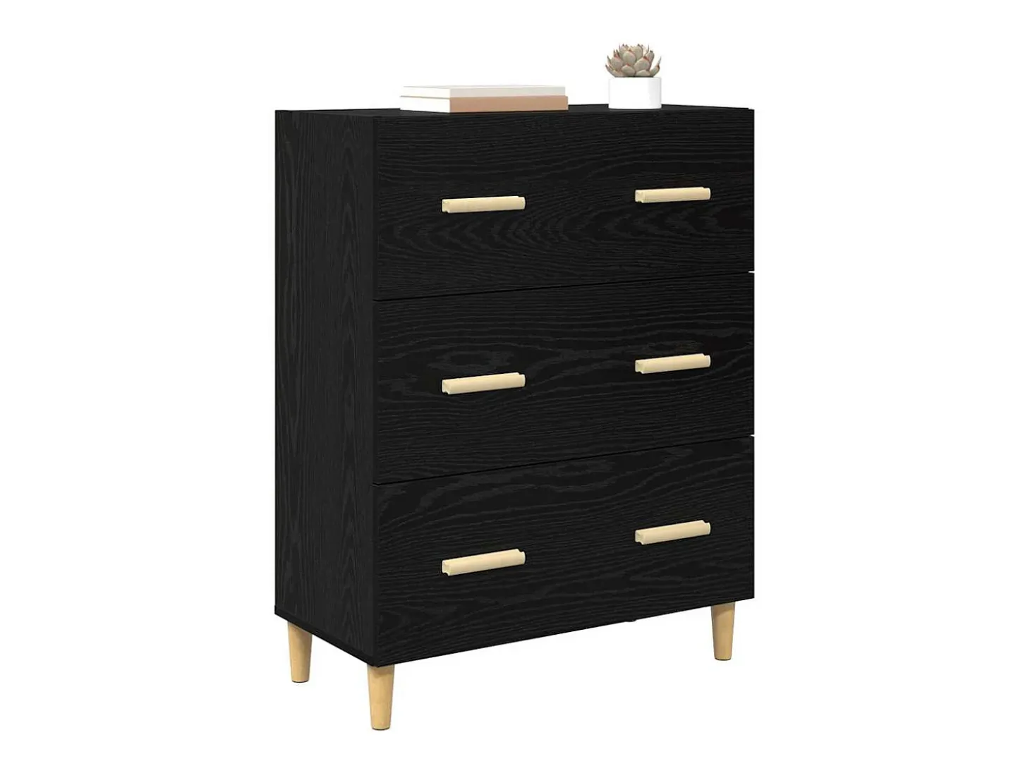 Aparador de roble negro 34 x 69,5 x 90 cm Madera de ingeniería