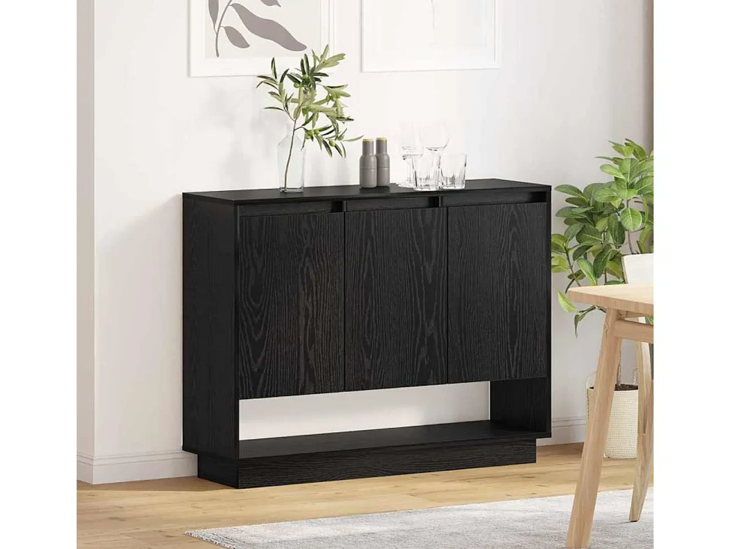 Aparador de roble negro 97 x 29 x 75 cm Madera de ingeniería