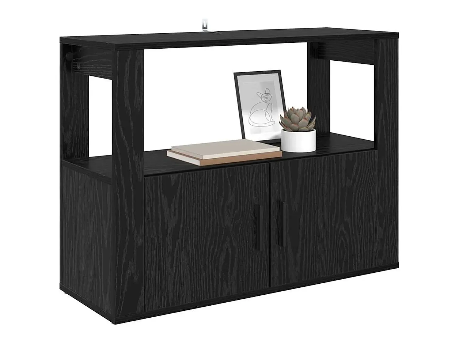 Aparador de roble negro 80 x 30 x 60 cm Madera de ingeniería