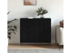 Aparador de roble negro 90 x 34 x 80 cm Madera de ingeniería