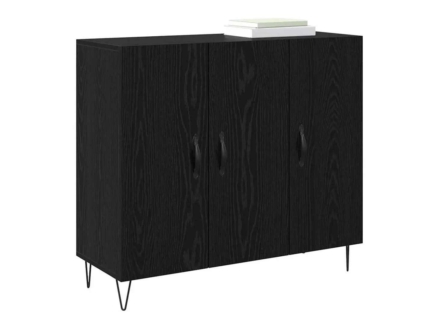 Aparador de roble negro 90 x 34 x 80 cm Madera de ingeniería