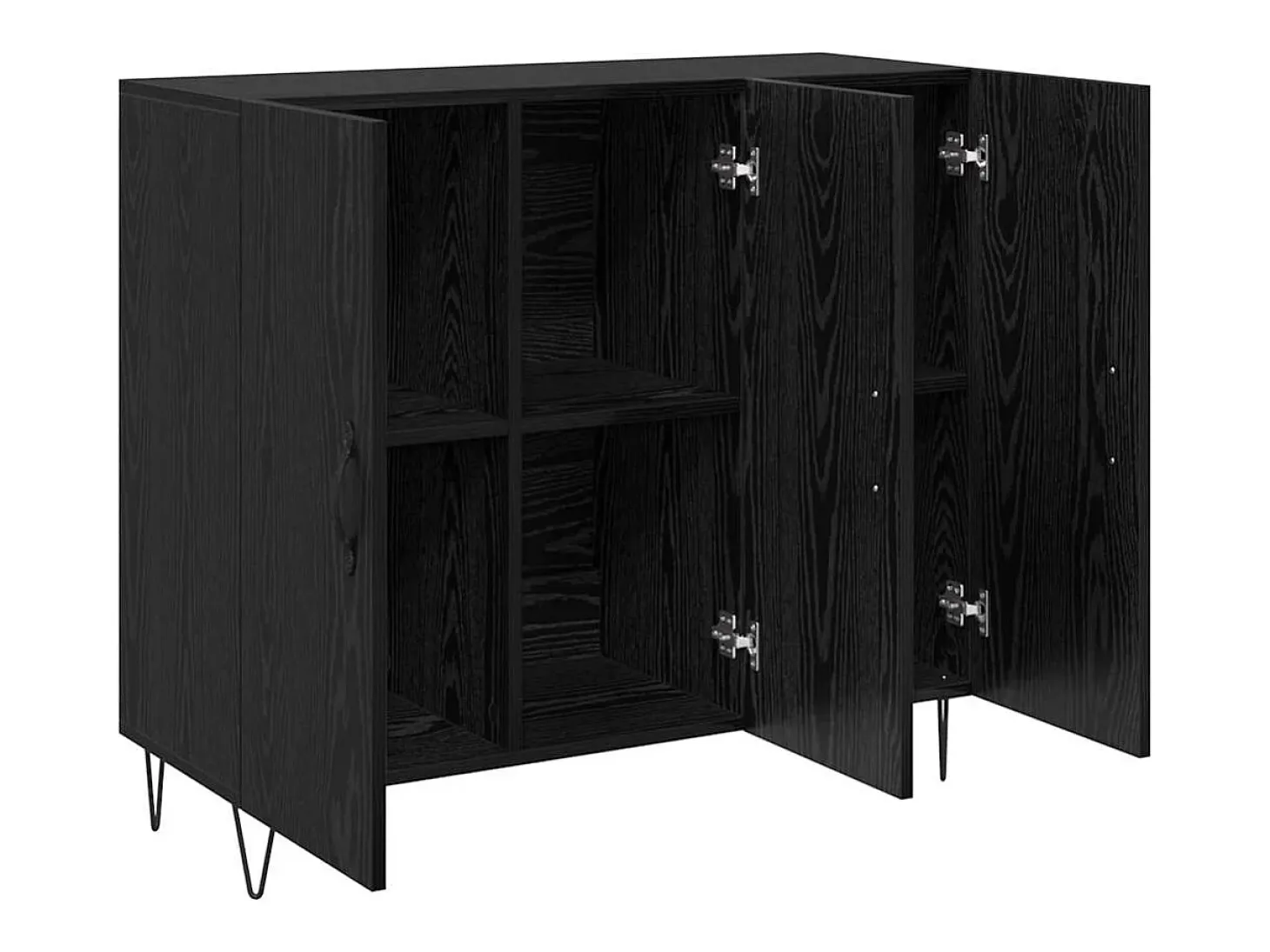 Aparador de roble negro 90 x 34 x 80 cm Madera de ingeniería