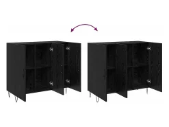 Aparador de roble negro 90 x 34 x 80 cm Madera de ingeniería