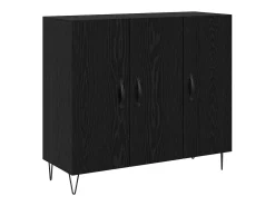 Aparador de roble negro 90 x 34 x 80 cm Madera de ingeniería