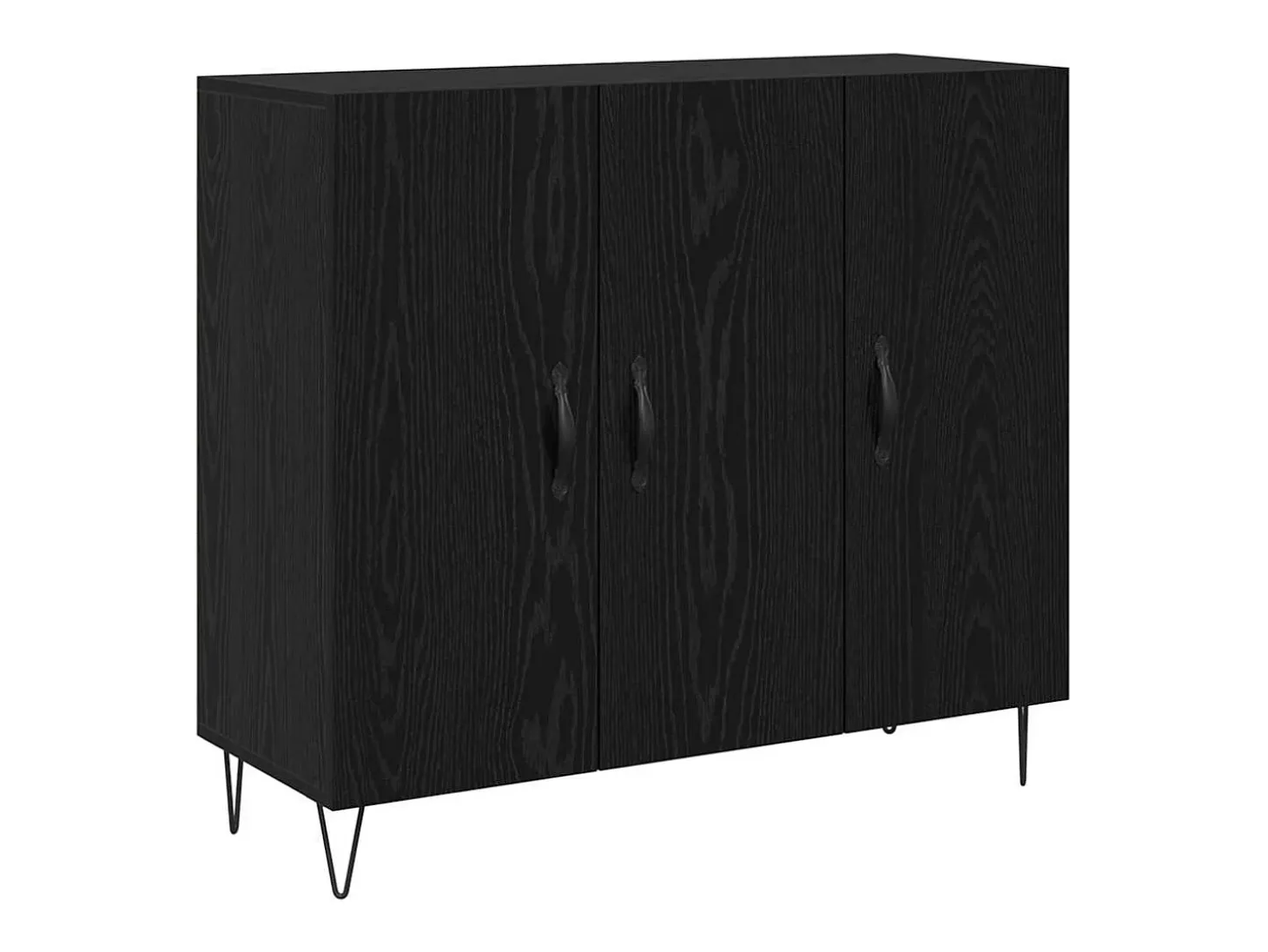 Aparador de roble negro 90 x 34 x 80 cm Madera de ingeniería