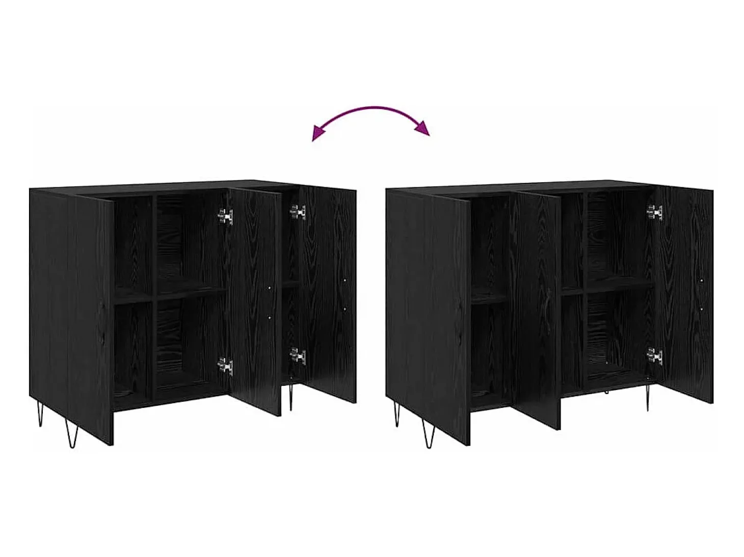 Aparador de roble negro 90 x 34 x 80 cm Madera de ingeniería