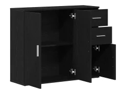 Aparador de roble negro 91x29,5x75 cm madera de ingeniería