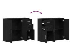 Aparador de roble negro 91x29,5x75 cm madera de ingeniería