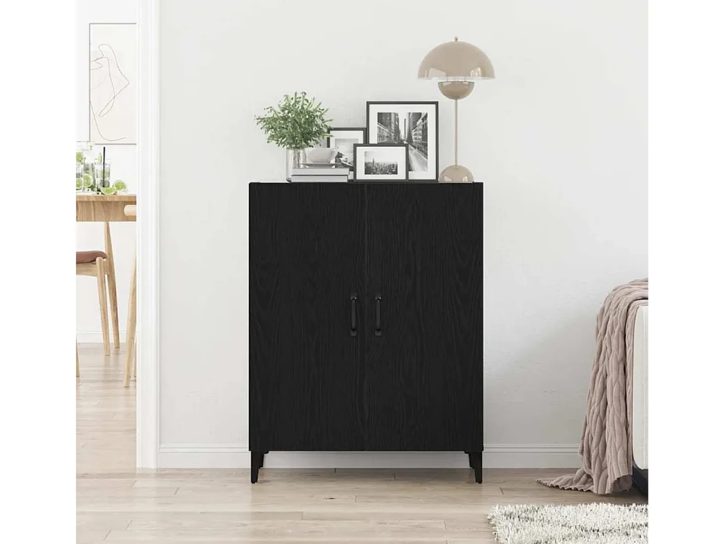 Aparador de roble negro 69,5x34x90 cm madera de ingeniería