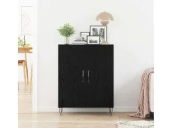 Aparador de roble negro 69,5x34x90 cm Madera de ingeniería