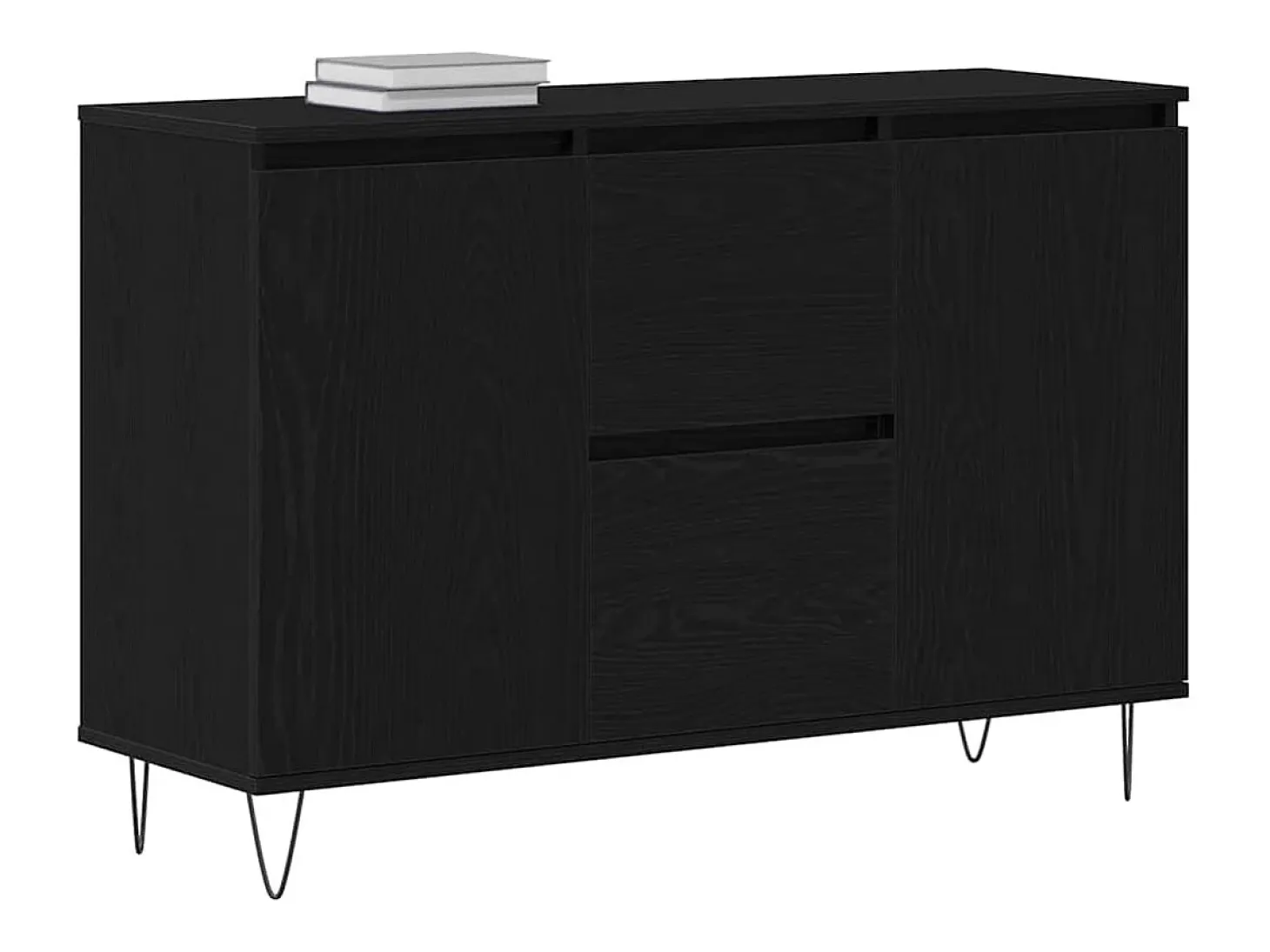 Aparador de roble negro 101,5x35x70 cm Madera de ingeniería